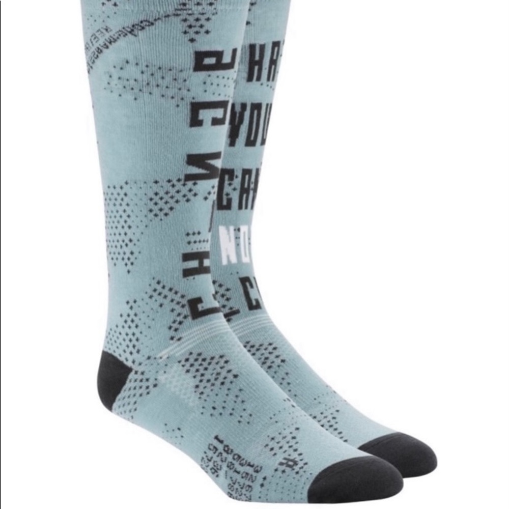 Reebok Mens Light Blue and Black Medium Active Enhancement Crew Socks